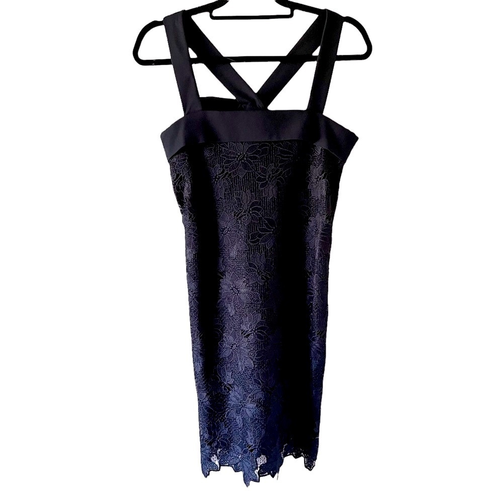 Banana Republic Navy Lace Overlay Limited Edition Dress